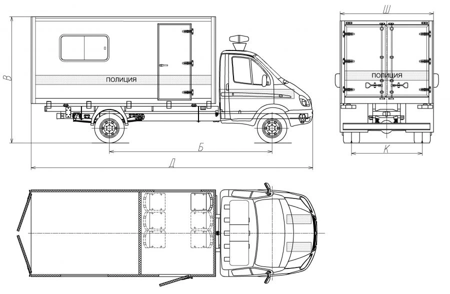 Trucks with diesel engine mod. 3008AN-1, 3008AN-2 without CMU on the basis of GAZ chassis mod. 33027, 330273/TC GAZ mod. 3302