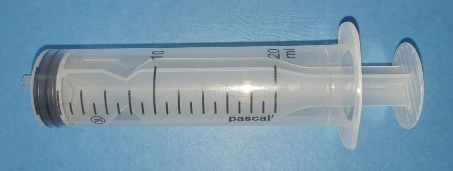 Injection syringe three-component single-use sterile type "Luer" with nominal capacity 20 ml without needle