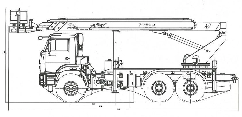 Hydraulic hoist model PSS-131.22E on chassis KAMAZ-43118