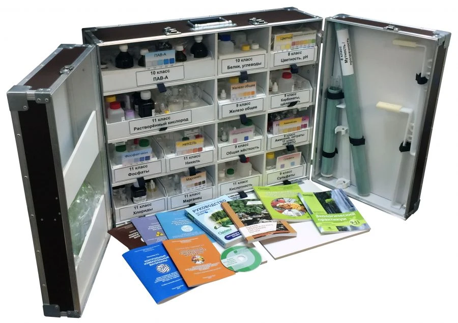 School portable chemical-ecological laboratory SHCHEL (Educational-methodical set, 1+14)
