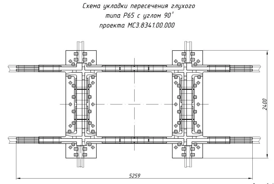 Blind crossing of type P65 with 90 degrees angle (Project MSZ.8341.00.000)