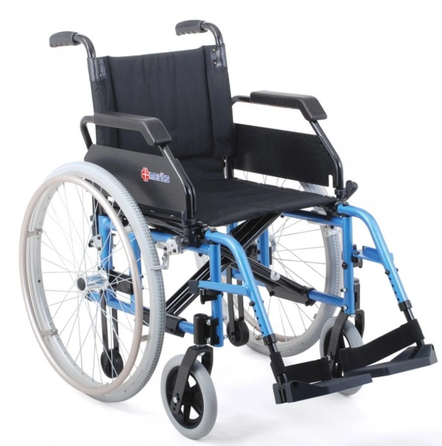 Folding manual wheelchair for disabled persons