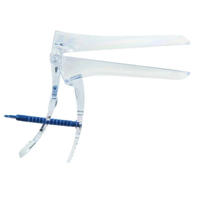 Polymer gynaecological mirror according to Cusco No. 2 (M) transparent with central screw fixator disposable with