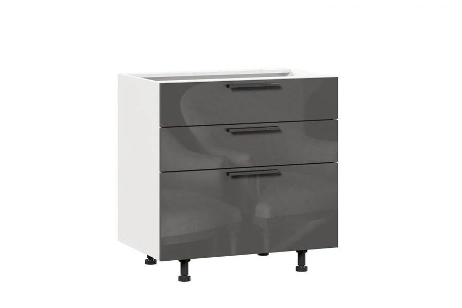 Gerda Anthracite LD.279160.000 Front set for kitchen cabinet 800 with 3 drawers (4) (Anthracite gloss)