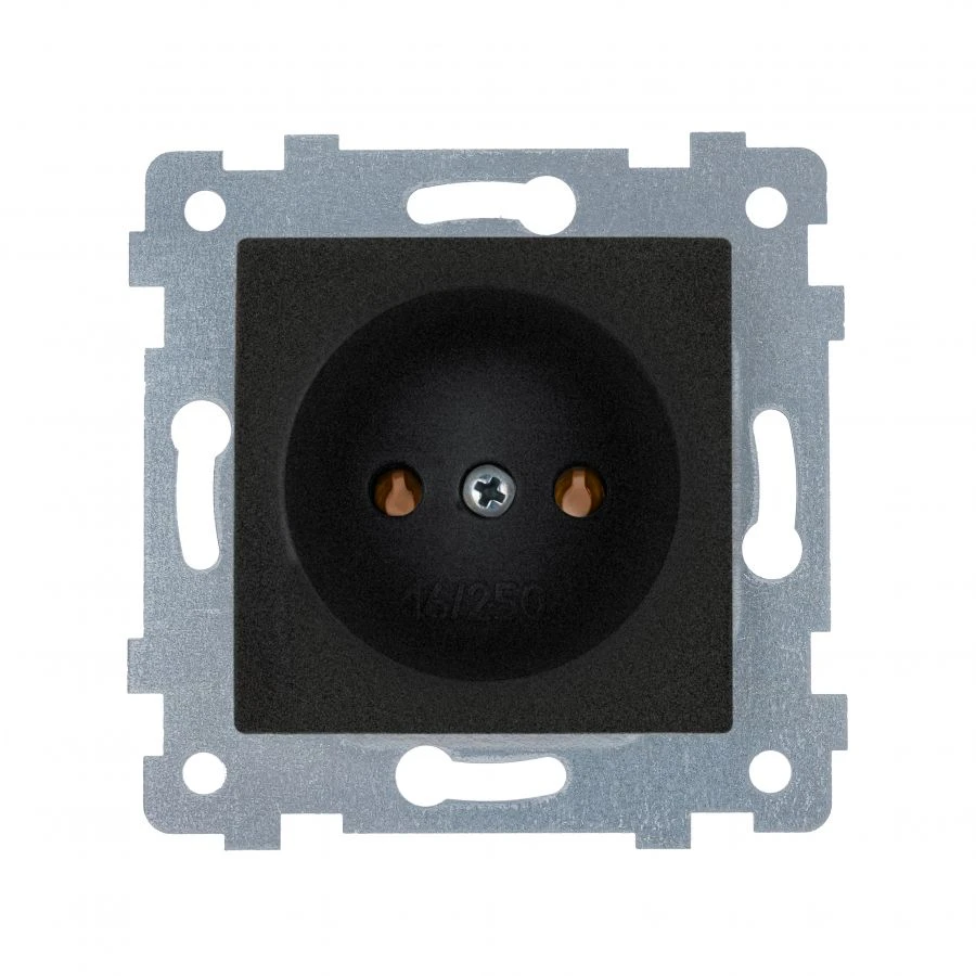 "AKSIOMA" Mechanism of a socket single socket with a socket plug with a curtain, modular installation. RS16-452 "anthracite"