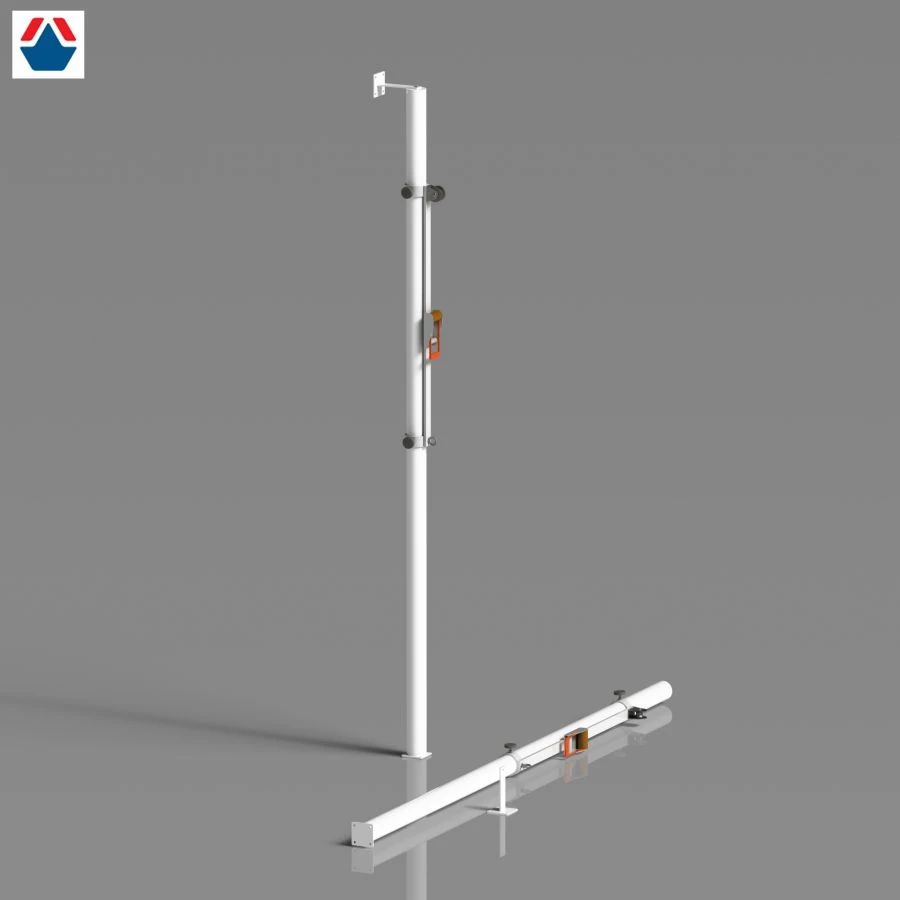 Wall-mounted volleyball racks Round d76 with tensioning system Art. OS-07050