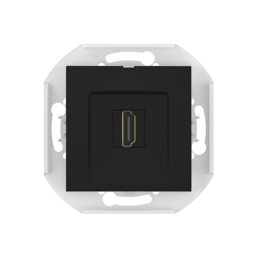 CADUCEUS ALING PRESTIGE Flush-mounted socket with Keystone HDMI module type A-A, black (soft touch), art. no. 60163.S (mechanism