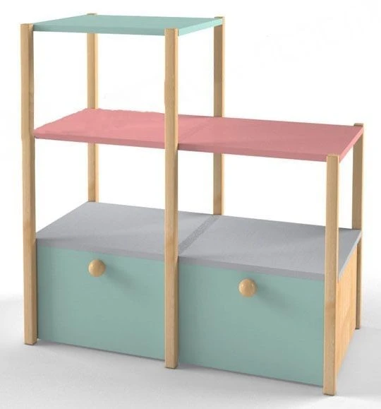 Modular toy rack "Scandinavia" module 2 with drawers, article number 56001-003