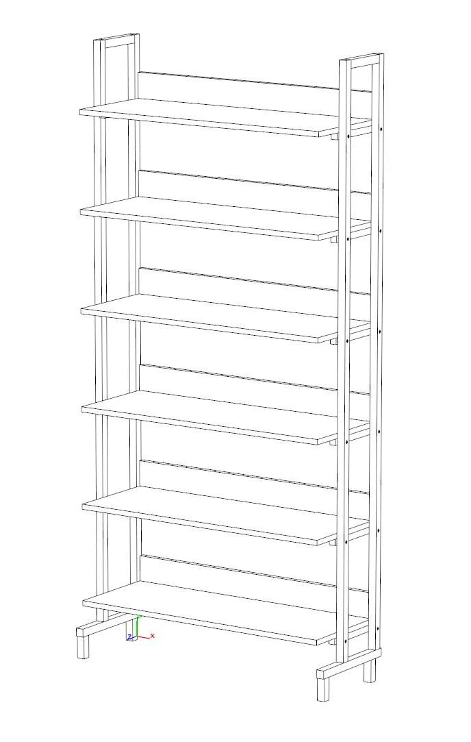 One-sided library shelving unit