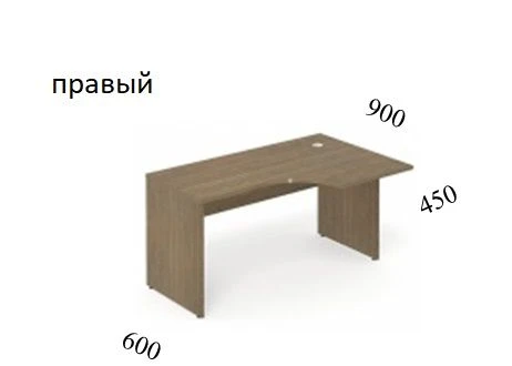 Right curved table on chipboard supports, depth 600/900 mm, item EVL166DX