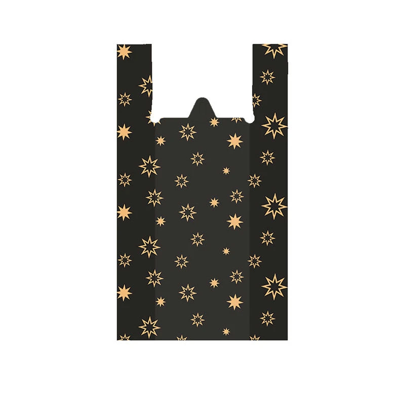T-shirt bags, COMPLETE 100pcs, 31+18x59cm, HDPE, "Stars", 18 microns.