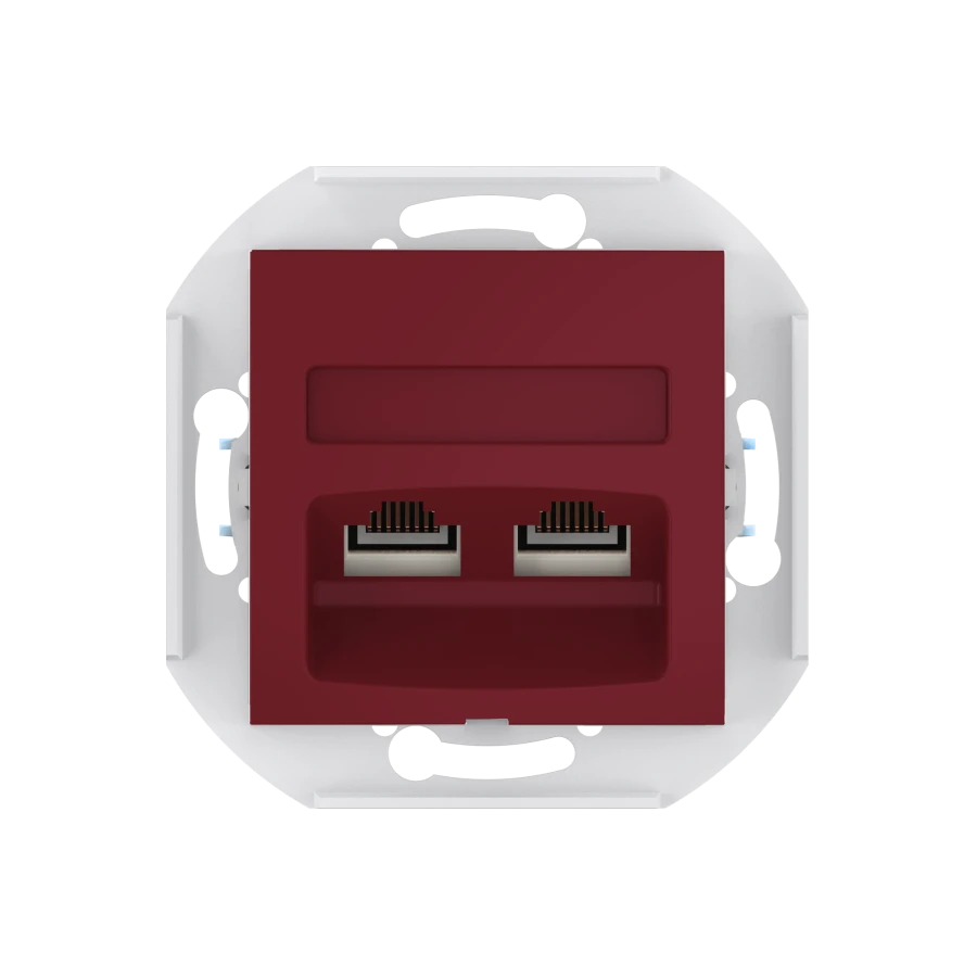 CADUCEUS ALING PRESTIGE Flush-mounted double computer socket with Keystone RJ45 8P8C cat.6 UTP modules, burgundy, art. 6
