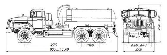 Vacuum tanker MB 4680K7-10 on Ural 4320-1951-60, 4320-1951-62, 4320-1951-70, 4320-1951-72, 4320-1951-74 chassis.