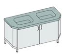 End wash table with double sink "fibreglass" SM-2