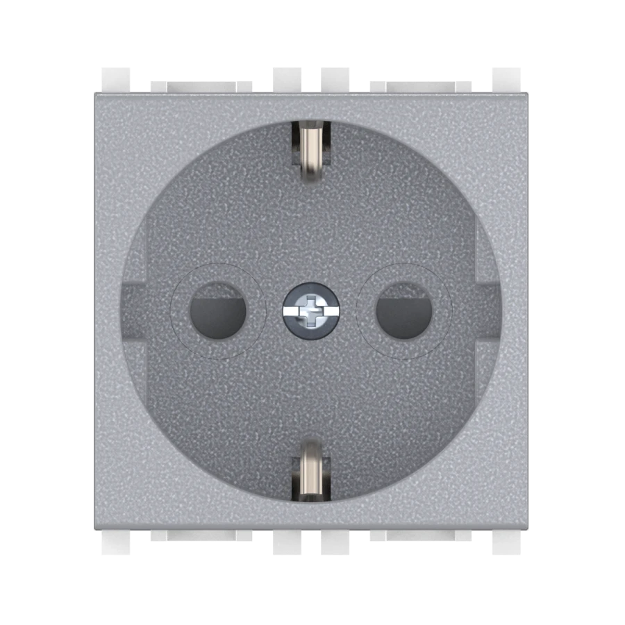 CADUCEUS ALING Experience Flush-mounted socket outlet with grounding with blinds 16A, 250V~, 2M, silver, item no. 74102.S