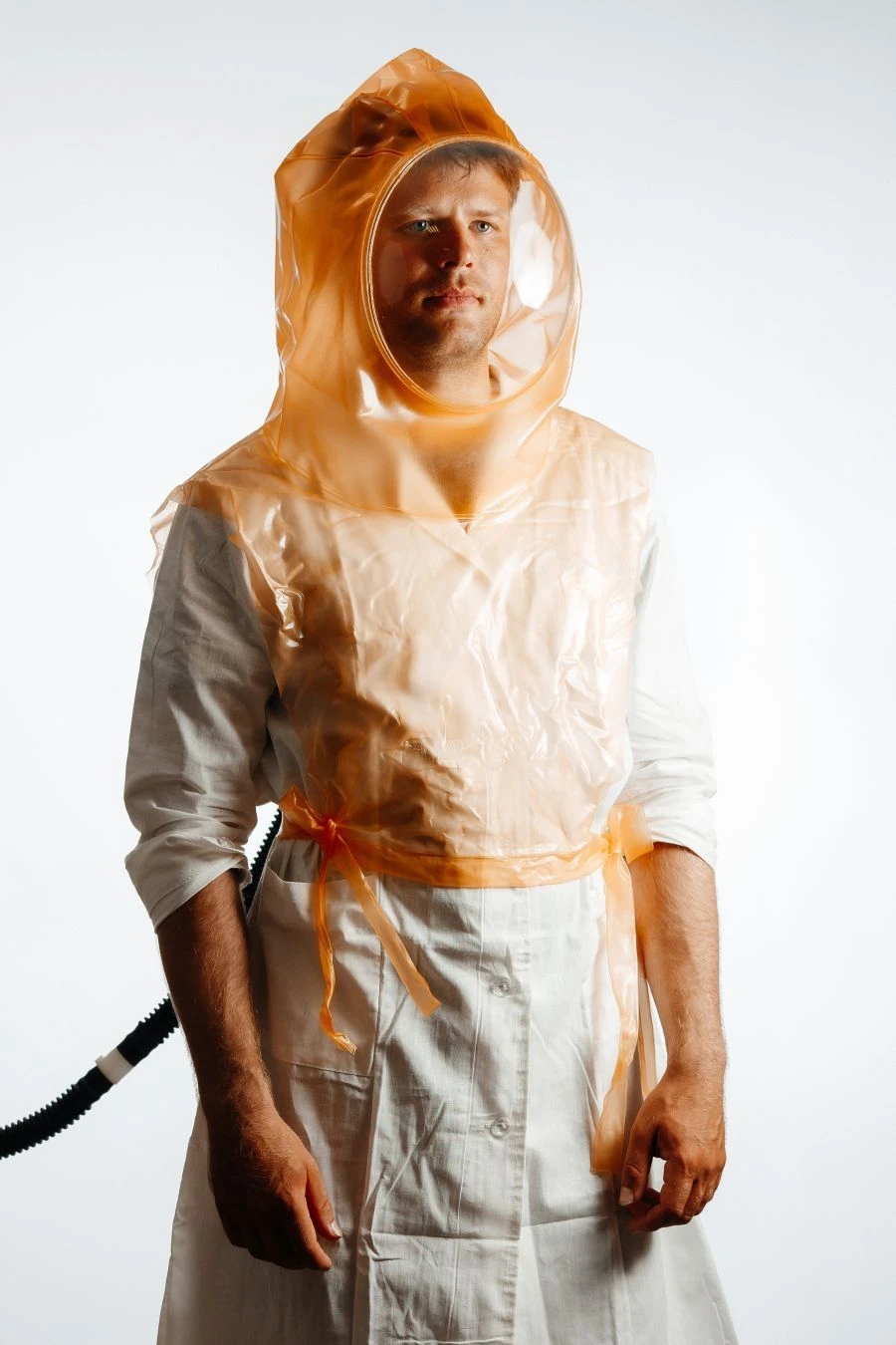 Personal protective equipment against radioactive substances, combined hose: Pneumatic helmet LIZ-4 without sleeve for oxygen su