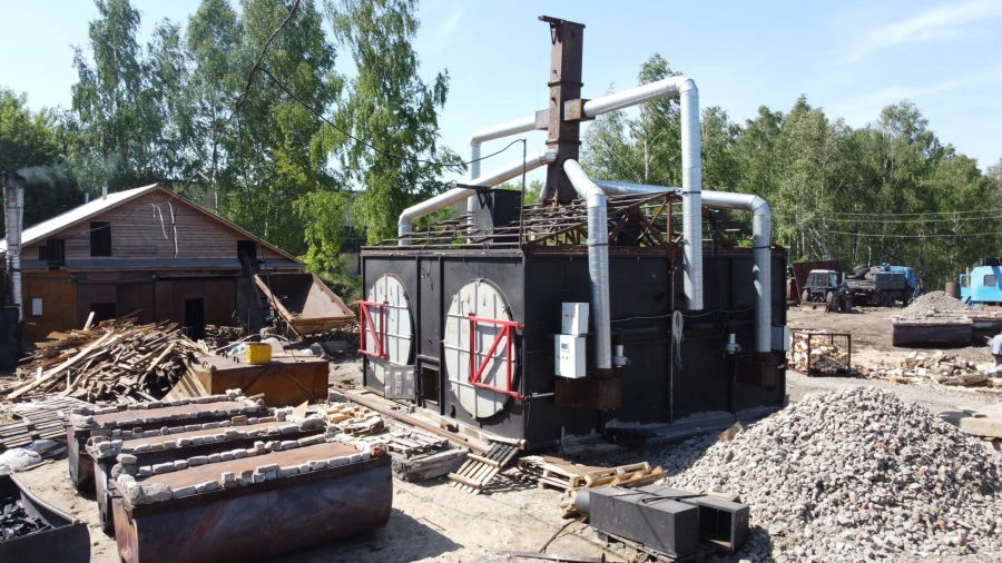 Horizontal four-retort horizontal charcoal incinerator PUCHG-150 "MAMONT".