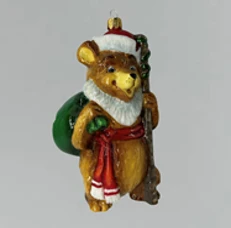 Handmade glass Christmas tree toy "Father Frost Bear"
