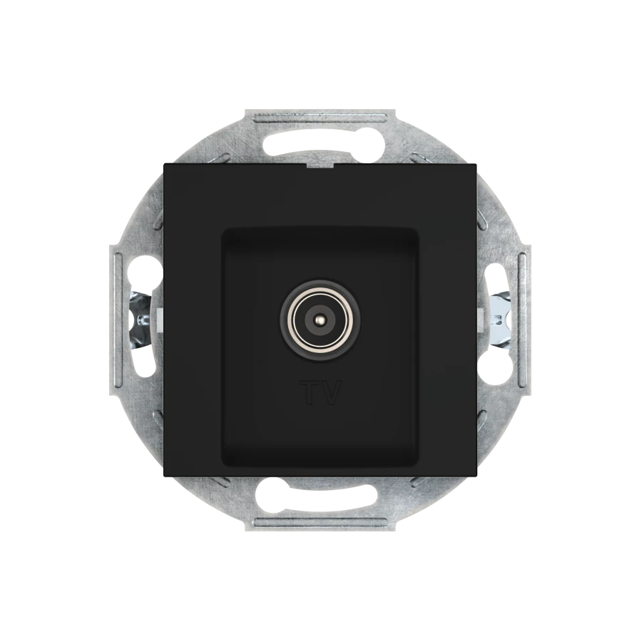 CADUCEUS ALING PRESTIGE Single flush-mounted aerial TV/FM socket, black (soft touch), art. no. 6012I.E1 (mechanism). 6012I.E1 (m