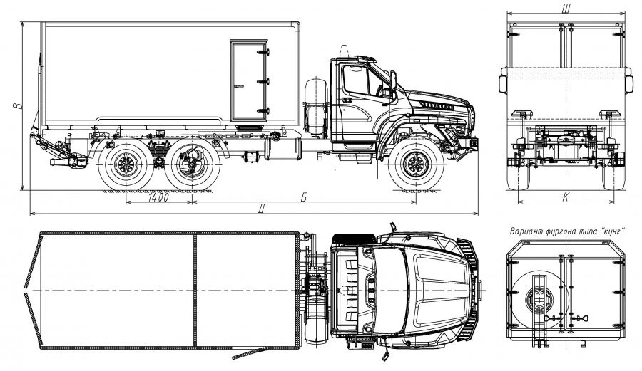 Trucks with diesel engine mod. 5777CP without CMU on the basis of Ural chassis mod. 4320-72 with "NEXT" type cabin