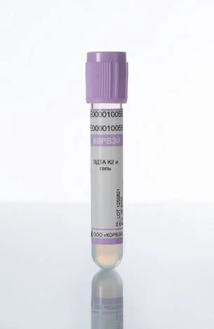 Vacuum tubes for venous blood sampling CORVAY with EDTA K2 and gel, glass, size: 16*100 mm; vacuum volume: 5,5 ml