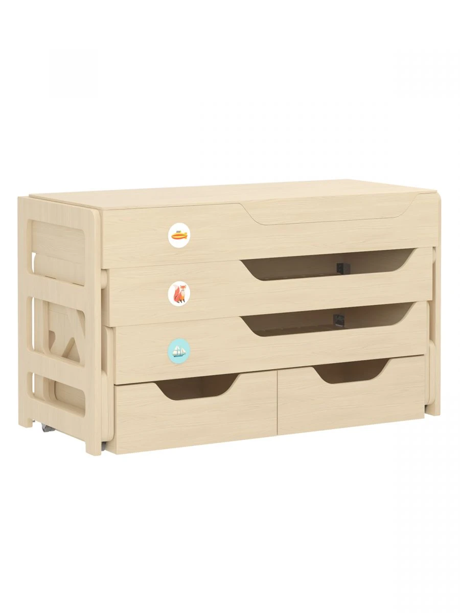 Children's three-drawer pull-out bed 1200 / colourless lacquer