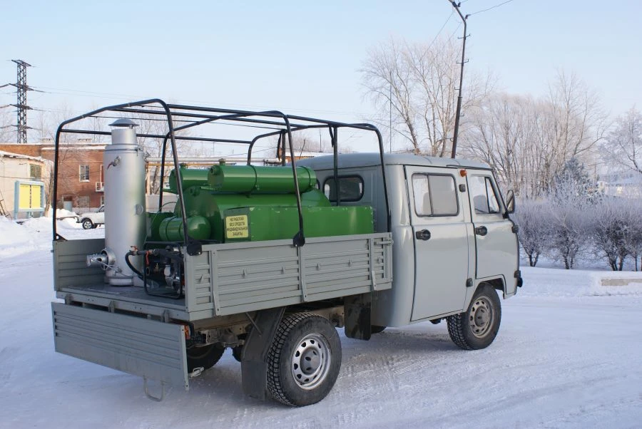 Special vehicle with mobile disinfection unit UD-2-01 on the platform of UAZ-390945 vehicle