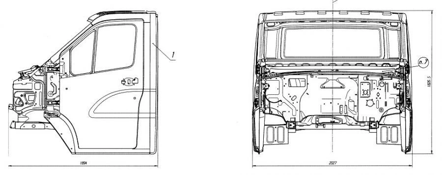 Cab UC1C11-5000014 single row, painted without upholstery (for URAL-NEXT vehicles)