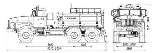 Fuel tanker ATZ 4680K3-10 on chassis URAL 5557-1151-60, 5557-1151-62, 5557-1151-70, 5557-1151-72, 5557-1151-74
