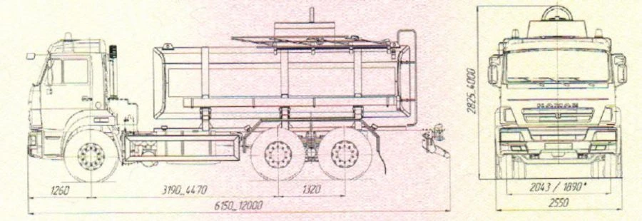 Tank truck UST 54533U and modifications: 54533U-01, 54533U-02, 54533U-03, 54533U-04, 54533U-05