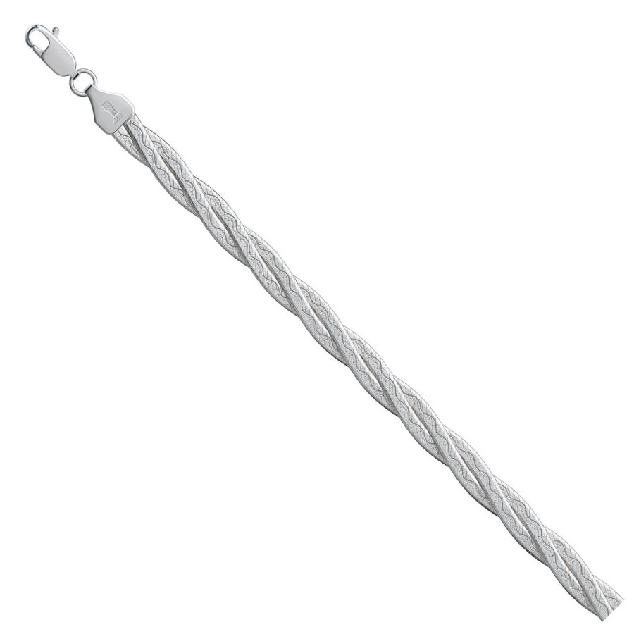 Bracelet in 585 white gold Montreal braid of 3 chains with diamond facet NB18-025-3 0.4MM 21CM 5.06G