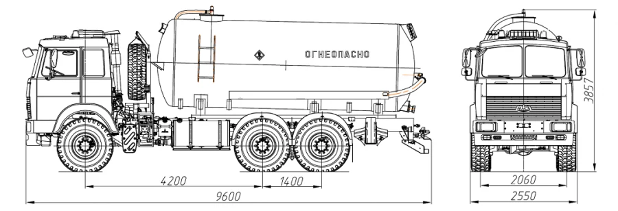 Oil and gas condensate collection tank truck AKN/AKNS 4680G7-30 on chassis MAZ 6317F5, 6317F9
