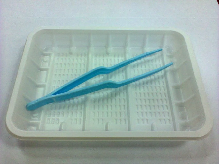 Disposable sterile polymer bayonet forceps 150 mm in tray