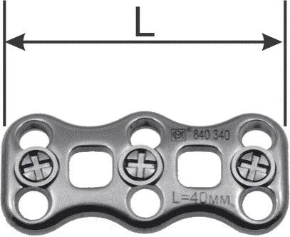 Neck plate, length 31 to 52 mm, article no. 840.3XX