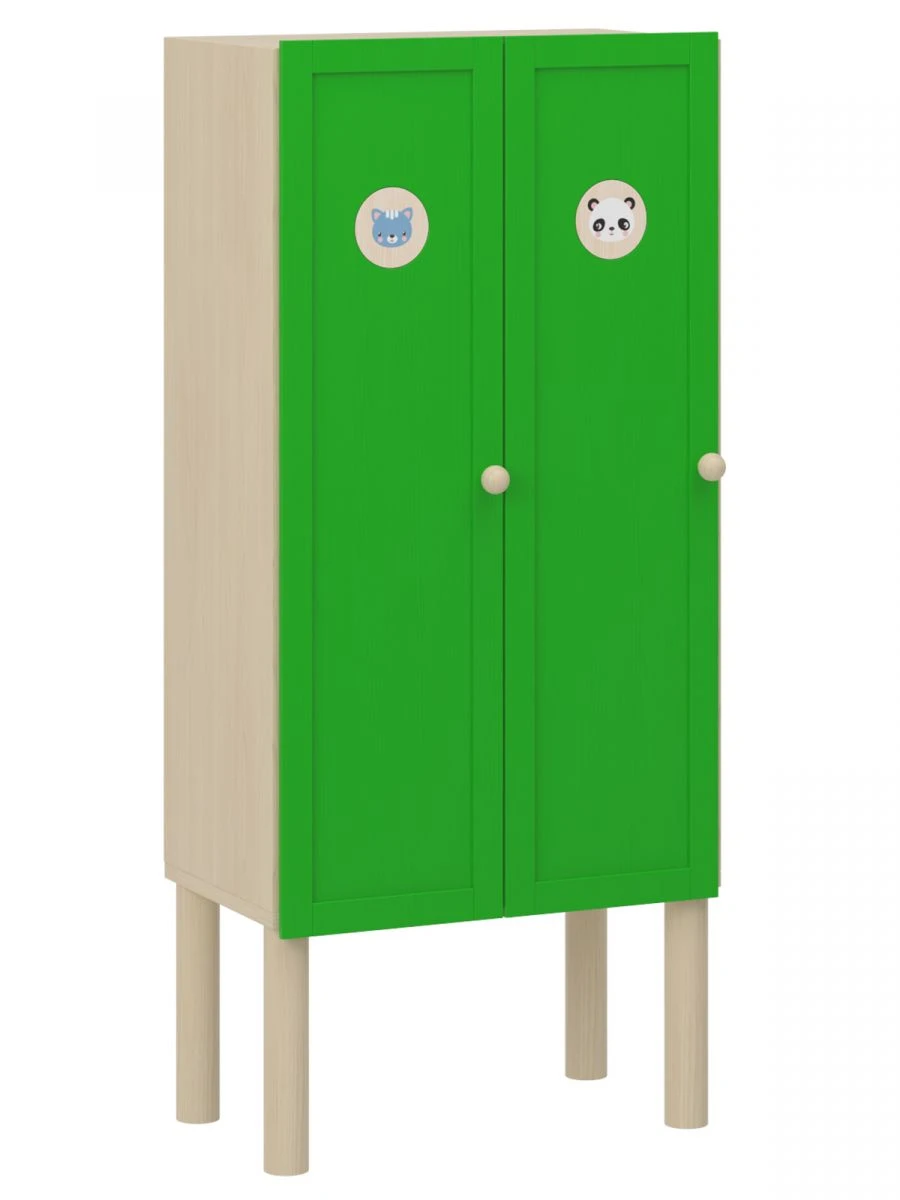 Locker room cupboard / 2 sections / green