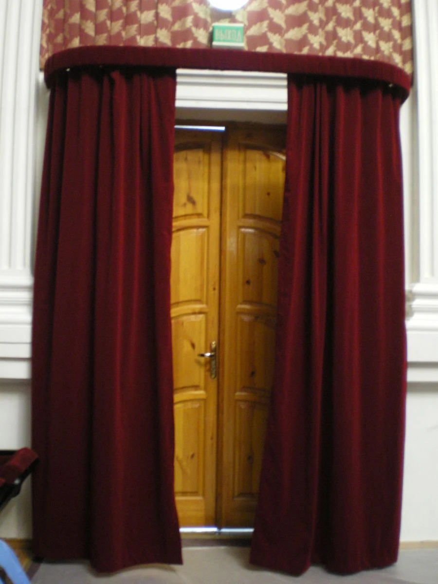 Door curtain, on eyelets (functional and decorative curtain made of fabric materials)