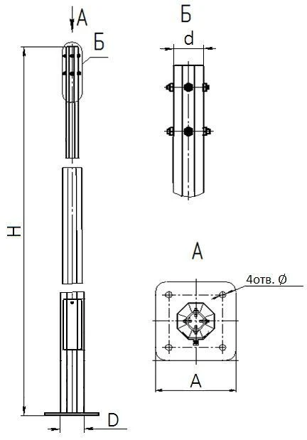 Faceted block lighting support with underground supply line
