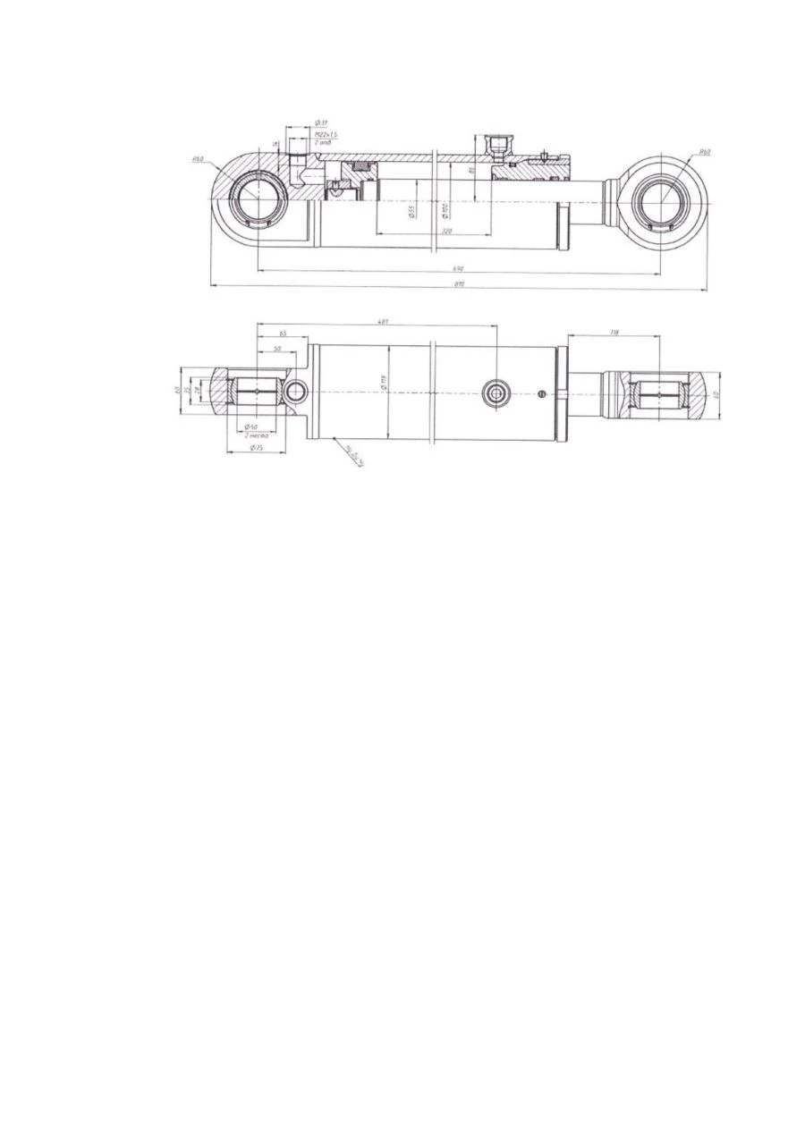 Hydraulic cylinder GTs 900-1455-76-220