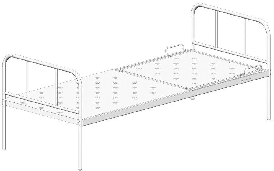KF0-01-"MSC" (MSC-125M) - General hospital bed with headrest, without wheels, metal backrests, bed - steel sheet, mechanical