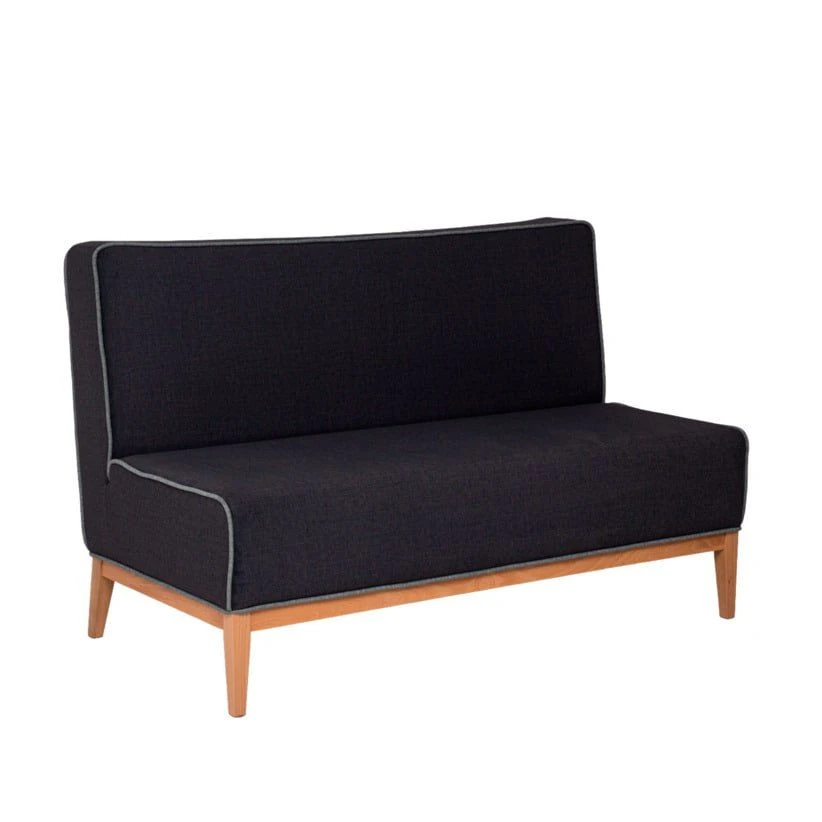 Upholstered sofa on wooden frame