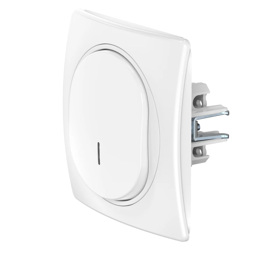 CADUCEUS ALING EON Single-key flush-mounted switch with indication 10AX, 250V~, white, art. no. E627.00 (mechanism).