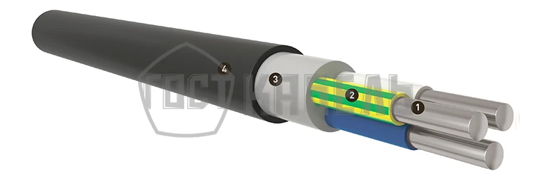 Flame retardant cable with low smoke and gas emission for voltage up to 1kV AVVVGng(A)-LS