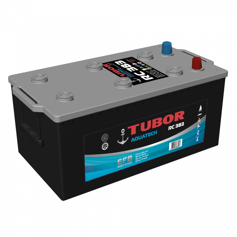 Accumulator battery starter lead-acid TUBOR AQUATECH 6ST-190.3(4) VL (EN)