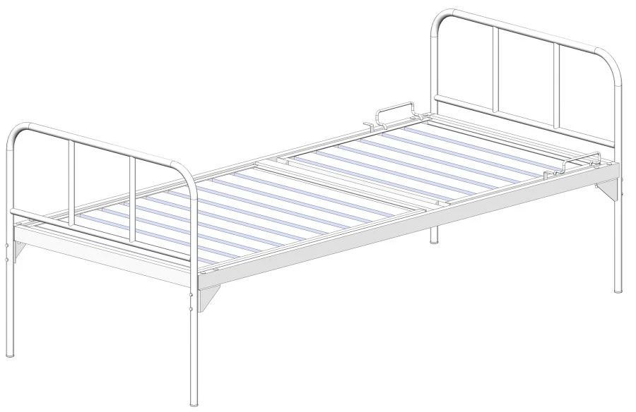 KF0-01-"MSC" (MSC-105R) - General hospital bed with headrest, without wheels, metal backrests, bed - steel sheet, mechanical