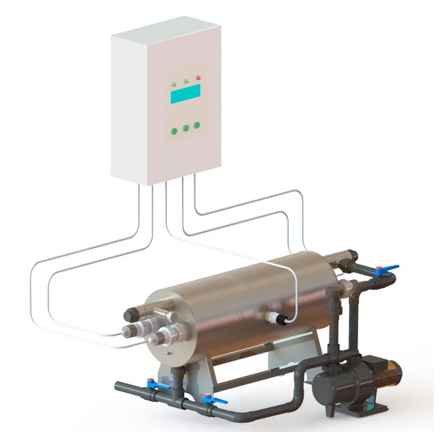 UVU-20-BP water disinfection unit with flushing unit and UV sensor