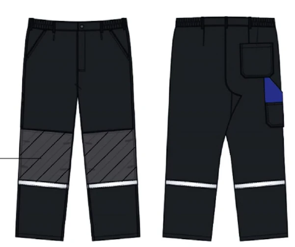 Women's trousers for protection against mechanical influences Worker article.TMHER011 colour Total Eclipse with Strong Blue, ble