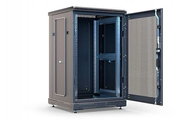 Floor standing telecommunication cupboard 19", ??-??-?-?-??, front door perforated, black SSD