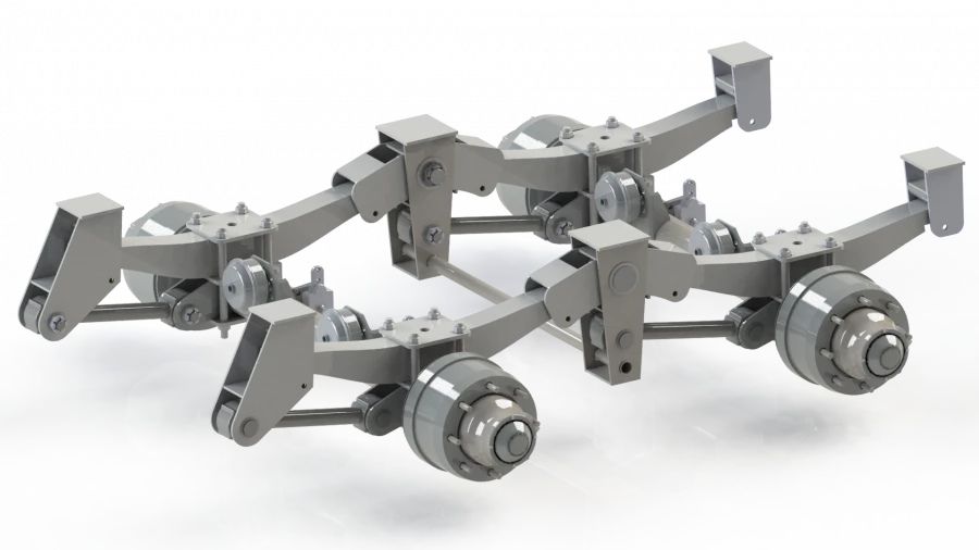 Axle unit 10 t axle unit complete with spring-balanced suspension