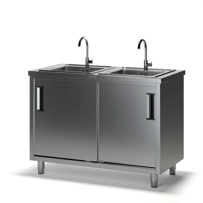 Sink-cupboard table SKM-1 without side made of stainless and galvanised steel