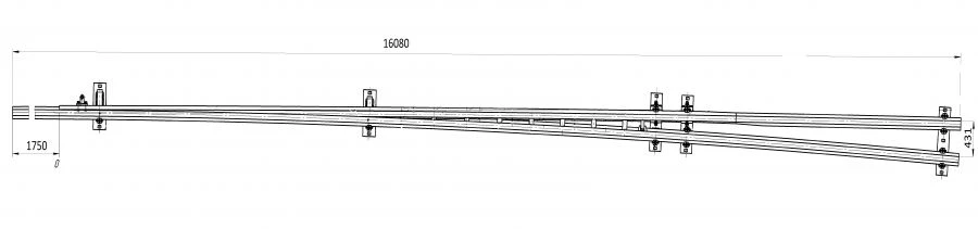 Frame rail of side track type R65 with a shank of project 2925.02.000RK2-01